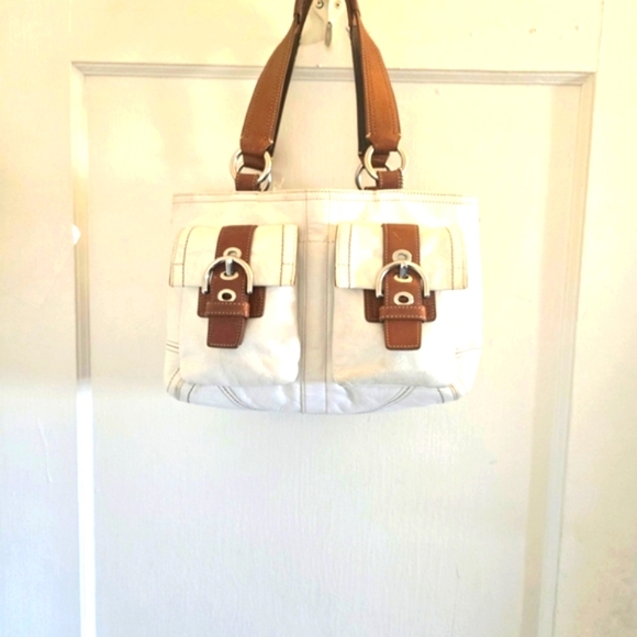 Coach Vintage Soho Double Buckle Cream & Brown Tote in Beautiful Condition! - Picture 4 of 12